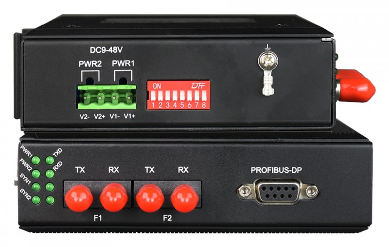 工業(yè)軌式 環(huán)網(wǎng)型1路Profibus-DP光端機 點對點光貓